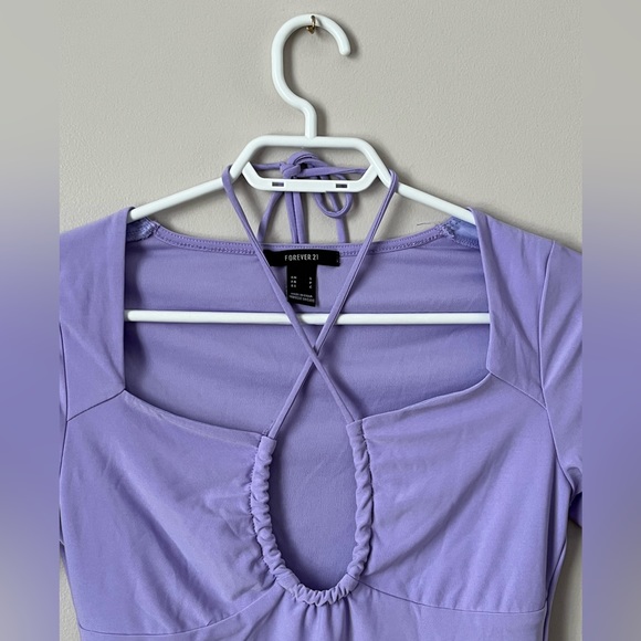 Women’s Forever21 Cut Out Front Tie Short Sleeves Square Neckline Top - Picture 6 of 10